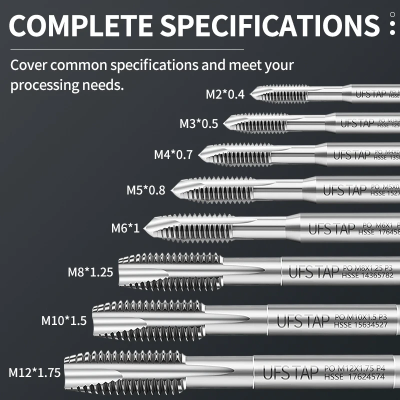 

UFS TAP 1 комплект HSSE-M35 Стандартные спиральные метчики JIS для механических винтов M1 M2 M3 M4 M5 M6 M8 M10 M12 с тонкой резьбой.