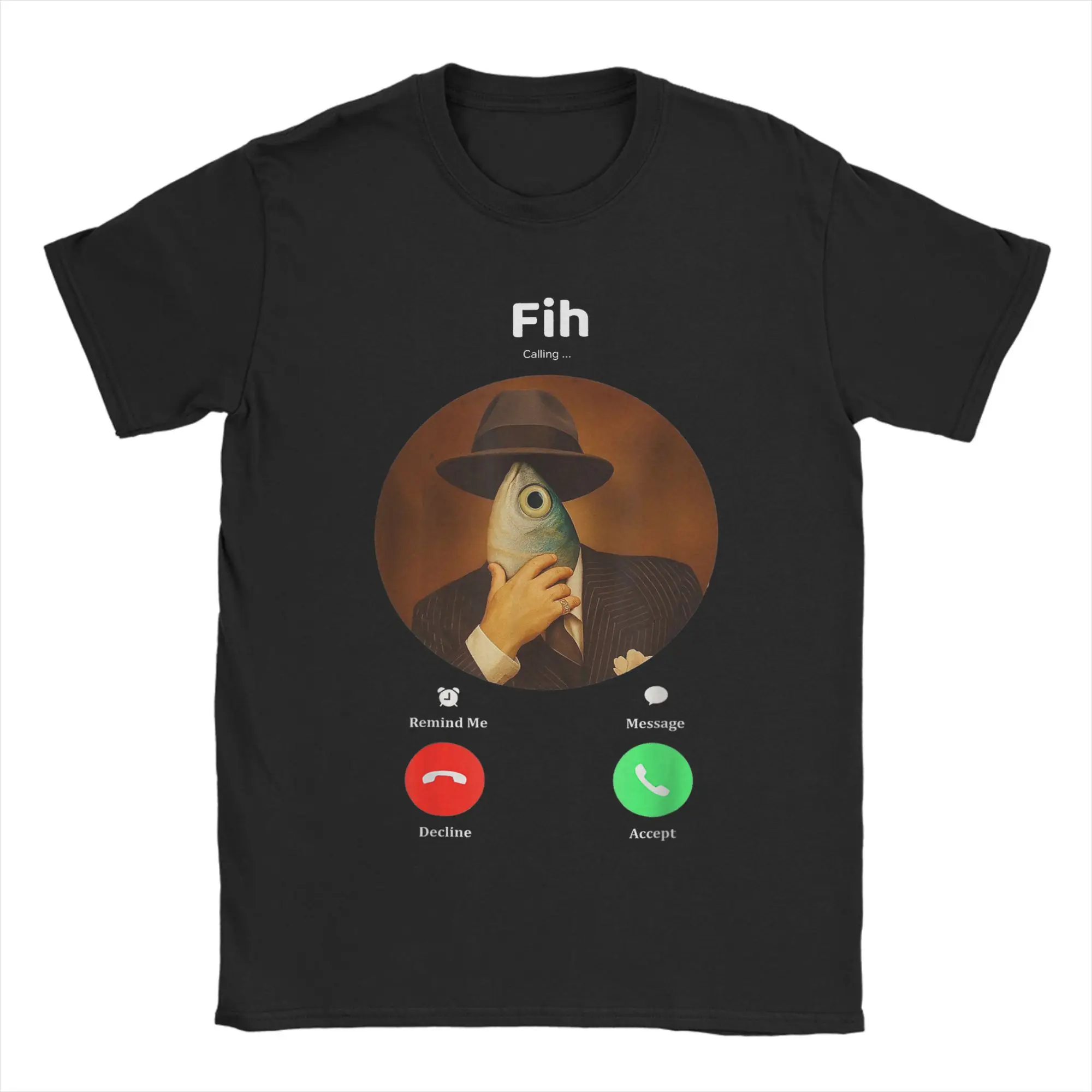 

Fih Calling Meme T Shirt Summer Funny Fish Incoming Call Humor T-Shirts Cotton Tee Shirt For Mens Short-Sleeved Casual Tops