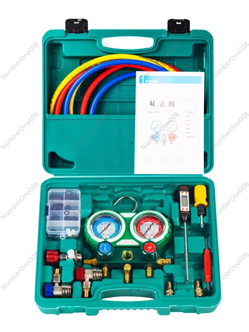 

134A Refrigerant Automobile Fluoride Meter Snow Pressure Meter Refrigerant Double Meter Valve Air Conditioning System Tool Set