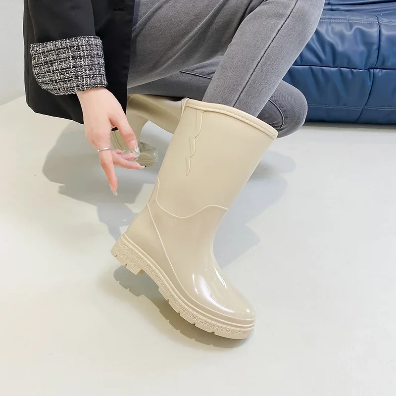 Botas de água para mulher sapatos de chuva moda galochas mulheres botas de borracha à prova dwaterproof água pesca sapato de trabalho calçados botas para lluvia