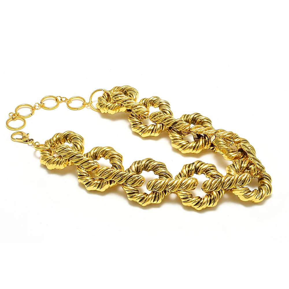 New Brand Round Circle Hip Hop Metal Necklace Gold Color Collar Necklaces For Women Party Choker Punk Rock Chunky Jewelry