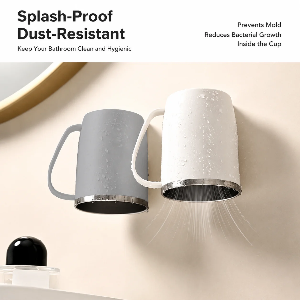 Magnetic Wall-mounted Toothbrush Holder 304 Stainless Steel Cup_voghion.com