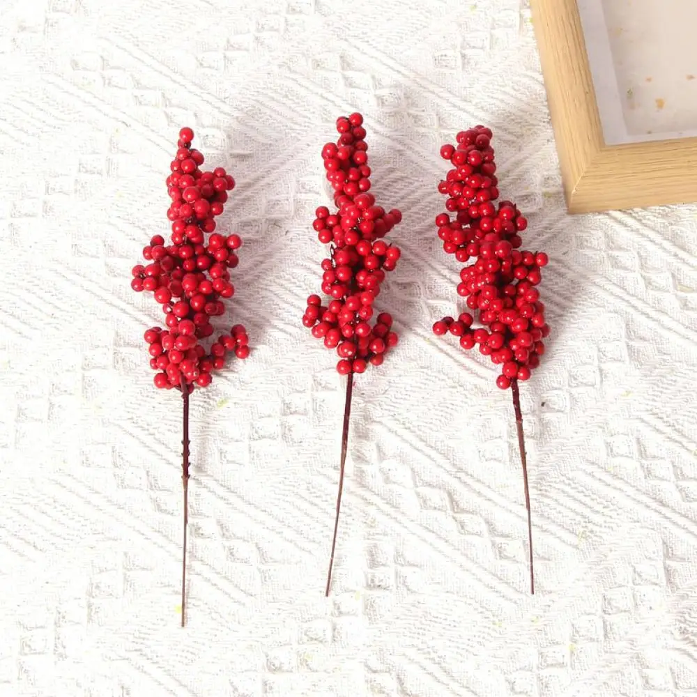 Artificial Red Berry Picks For Christmas Tree Decor Foam Holly Fruit Branches DIY Wreath Ornament Festive Home Supplies