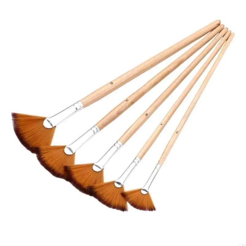 

CORA 5 Pcs Artists Fan Brushes Set Paint Brushes Watercolor Brushes Multifunctional Nylon Hair Painting Brushes for Drawing