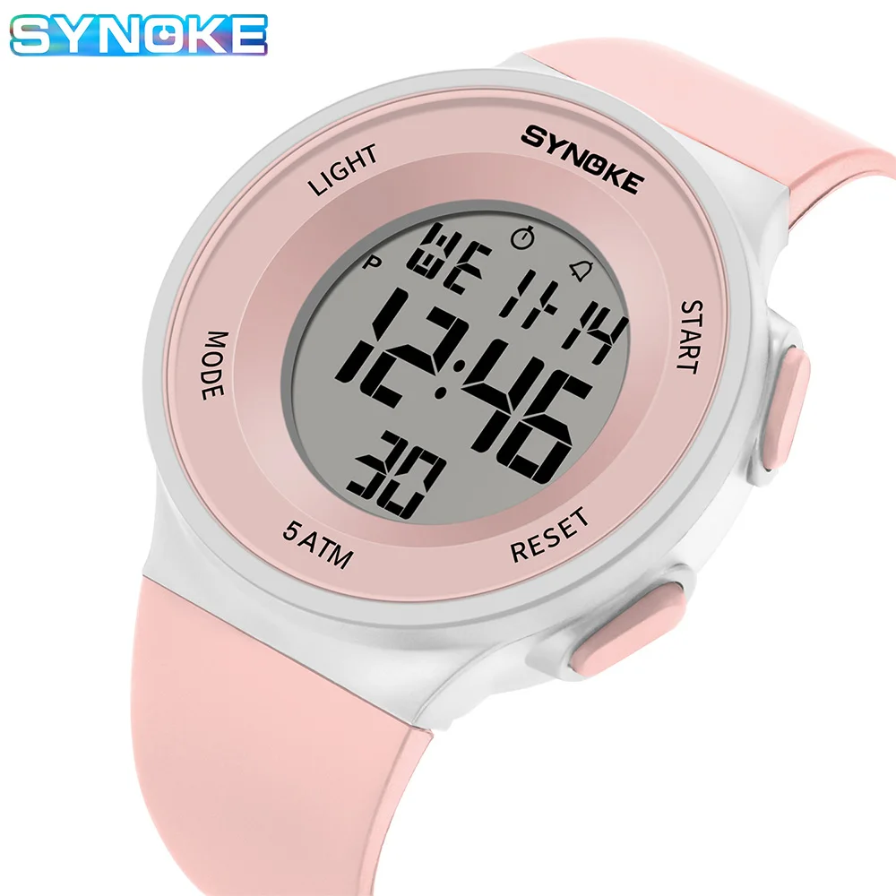 Synoke Digital Watches Lady Sports Luminous Multifunction Waterproof Chrono Wristwatch Outdoor Girls Fashion Student Watch New