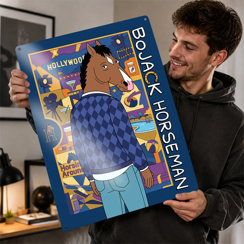 Bojack Horseman Character Printed Poster Cinematic Wall Art For Home Theater Personalized Aluminum Metal Sign Housewarming Gift