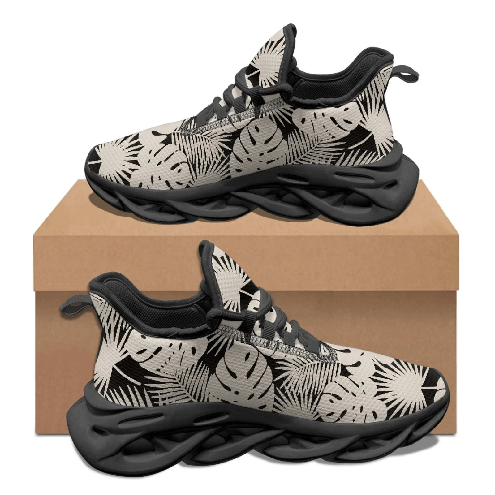 PENSTROLL Tropical Leaf Men’s Blade Sneakers Mesh & EVA Running Shoes Slip-On Men's Racing Shoes for Gym