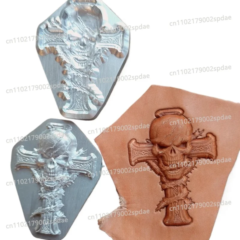 Gothic Skull Cross Leather Embossing Die - Medieval 3D Stamp Mold For Biker Style Bags & Veg-Tan Craft, Aircraft Aluminum