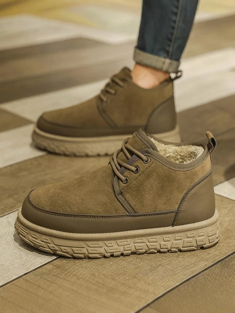 

Northeast Men's Winter Snow Boots 2025 New Fashion Thickened Fleece Lined Fur Integrated Anti-slip Waterproof Cotton Shoes