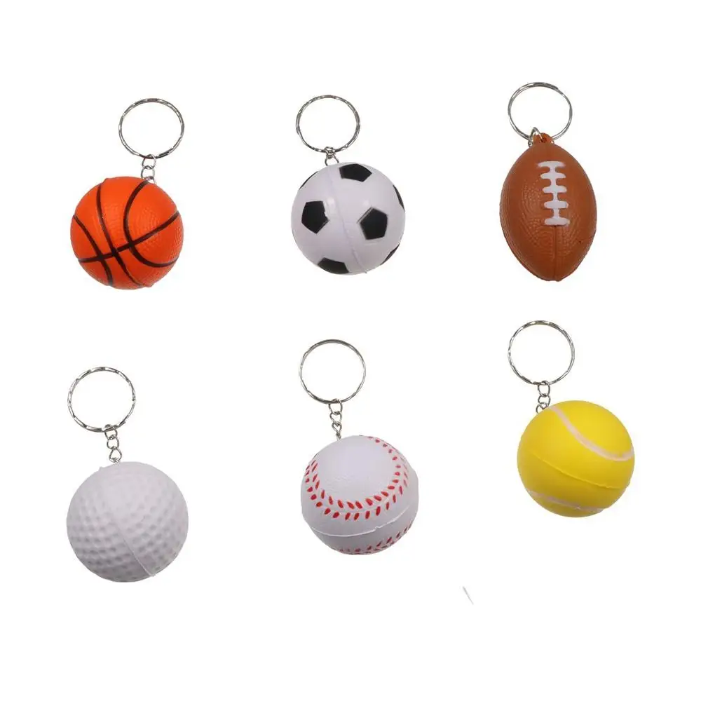 PU Leather Basketball Ball Keychains Football Baseball Simulation Soccer Keychain Funny Creative Football Pendant Backpack