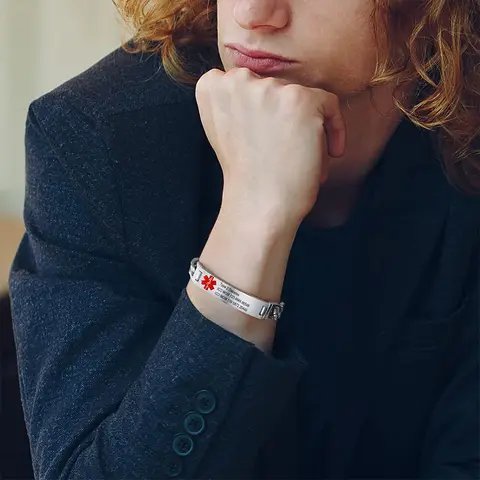 Vnox उत्कीर्ण चिकित्सा चेतावनी आईडी ब्रेसलेट मधुमेह मिर्गी अल्जाइमर एलर्जी एसओएस महिला पुरुष व्यक्तिगत आभूषण 6 best sales चिकित्सा कंगन - №4