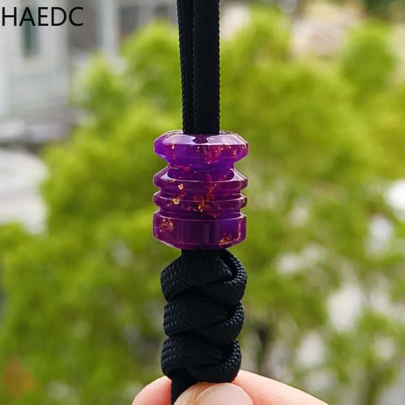 HAEDC Four Colors Resin Gold Foil Paracord EDC Pendant Backpack Pendant DIY Bead Pendant