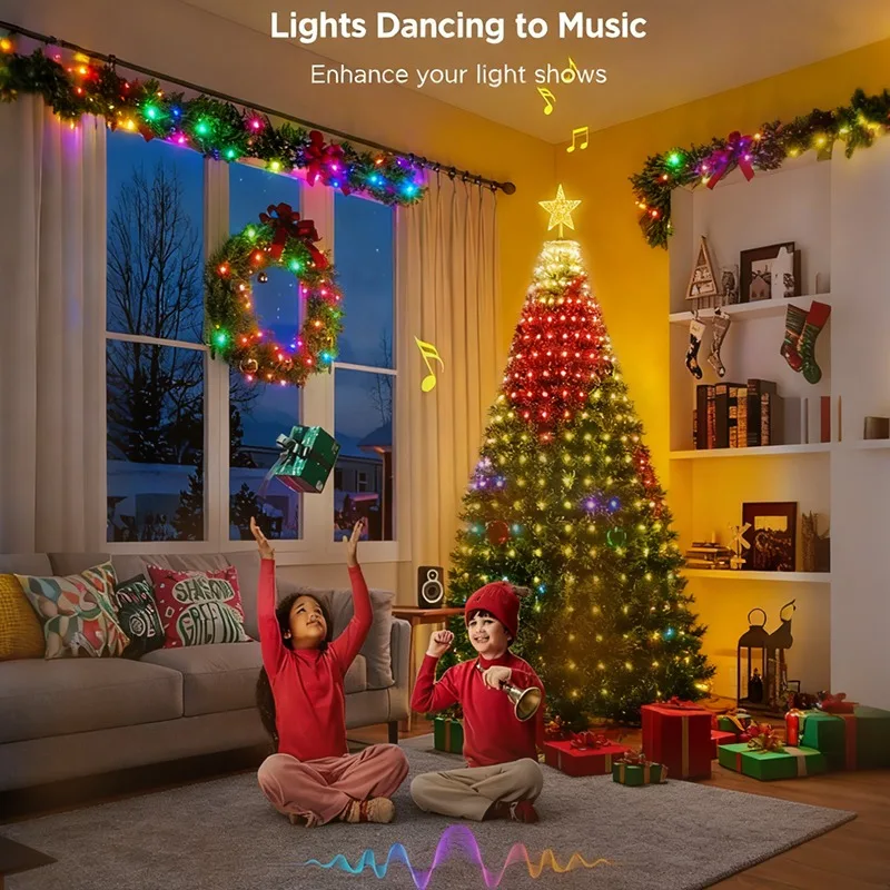 Smart 400 LED Multicolor Christmas Tree Lights with Remote & App Control, Dimmable Waterfall Effect,for Tree, Festive Lighting