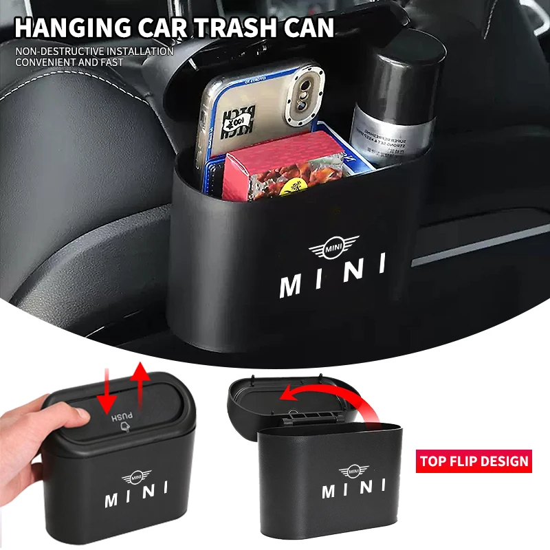 Hanging Car Trash Can Vehicle Garbage Dust Case Storage Box For BMW MINI Cooper One S Countryman Clubman JCW R50 R55 R56 R60 R61