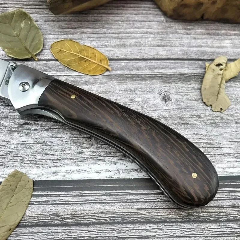 Russian 440c folding knife, Outdoor tactical Hunting self-defense Rescue Survival EDC tool, chicken wing wood handle