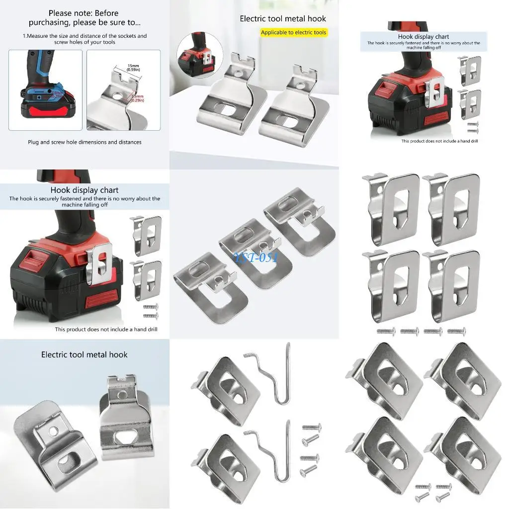 

E15A 4 Pack Electric Drill Belt Clip Hook for Workshop Tool Organization Solution