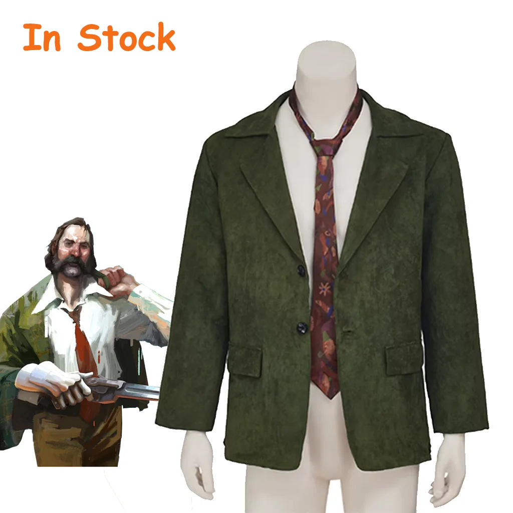 In Stock Disco Elysium Cosplay Harrier Du Bois Cosplay Green Jacket Uniform Coat Adult Overcoat Halloween Carnival Party Outfit