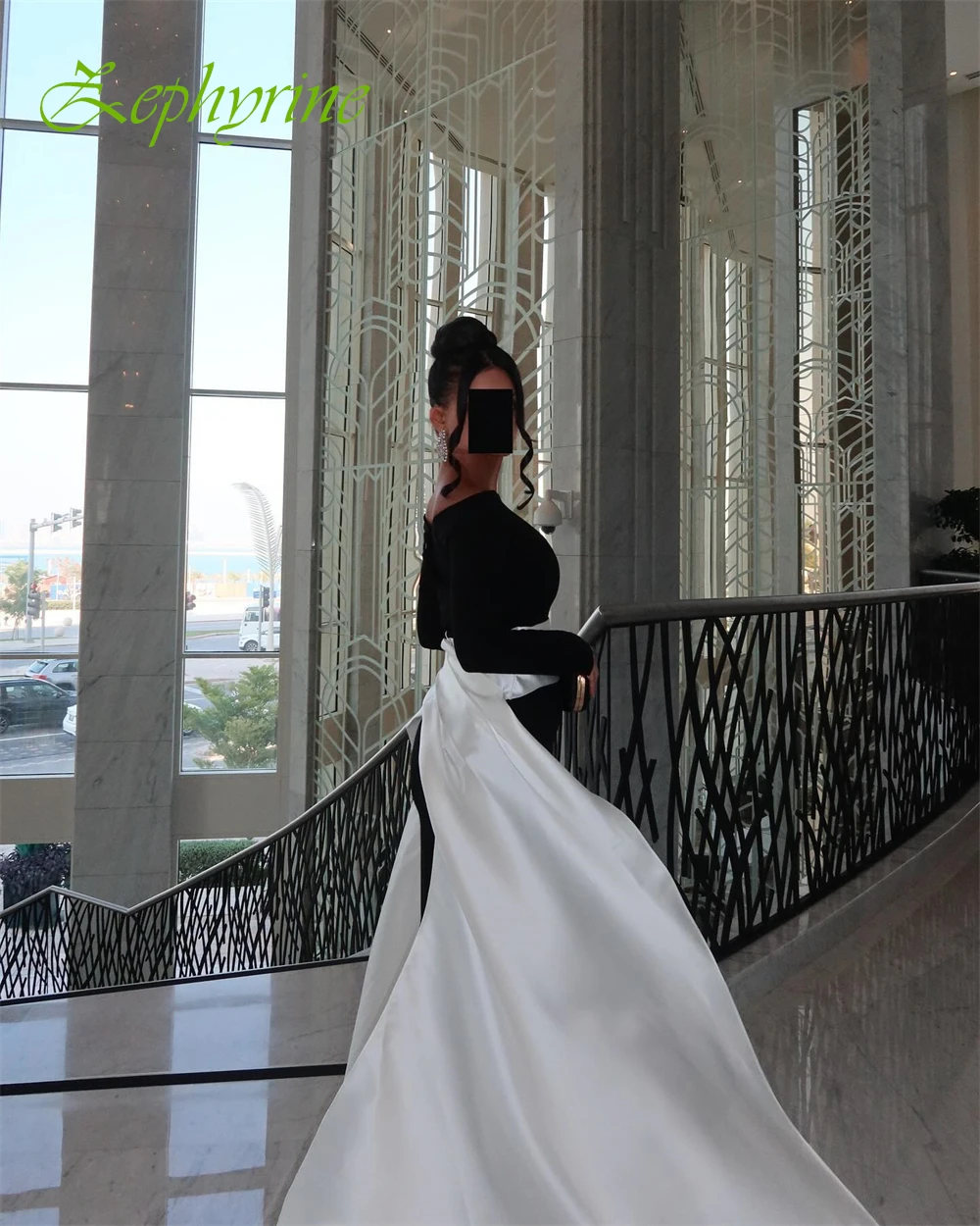 Op maat gemaakte off-shoulder jersey avondjurk met lange mouwen Prachtige jurken voor speciale gelegenheden Enkellange galajurken