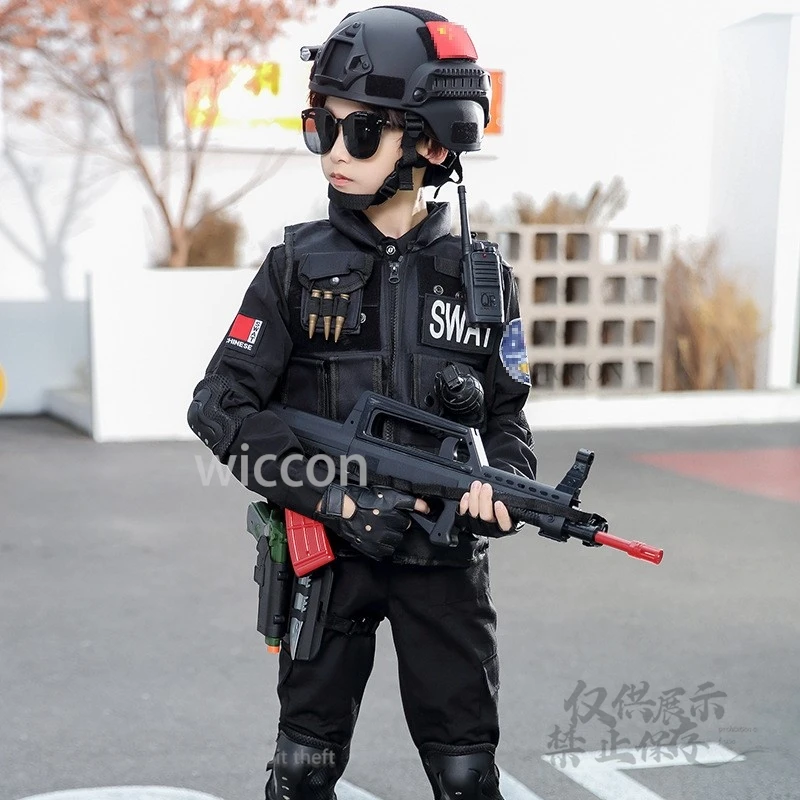 Children's Police Officer Performance Uniform Boys Girls Stage Performance Suit Halloween Carnival Party Cosplay Kids 110-160