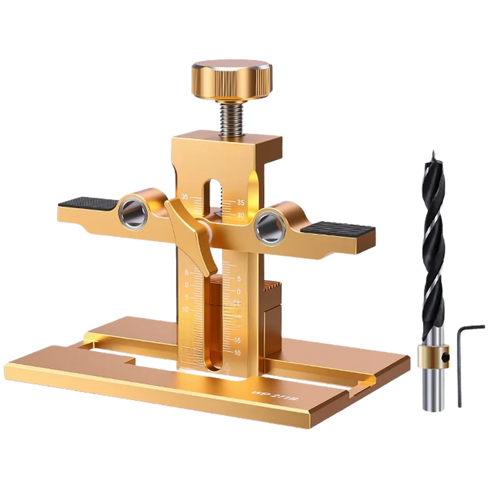 Anodized Aluminum Cabinet Door Mounting Jig with Adjustable Vertical Range 30mm up 25mm down for Reliable Woodwork