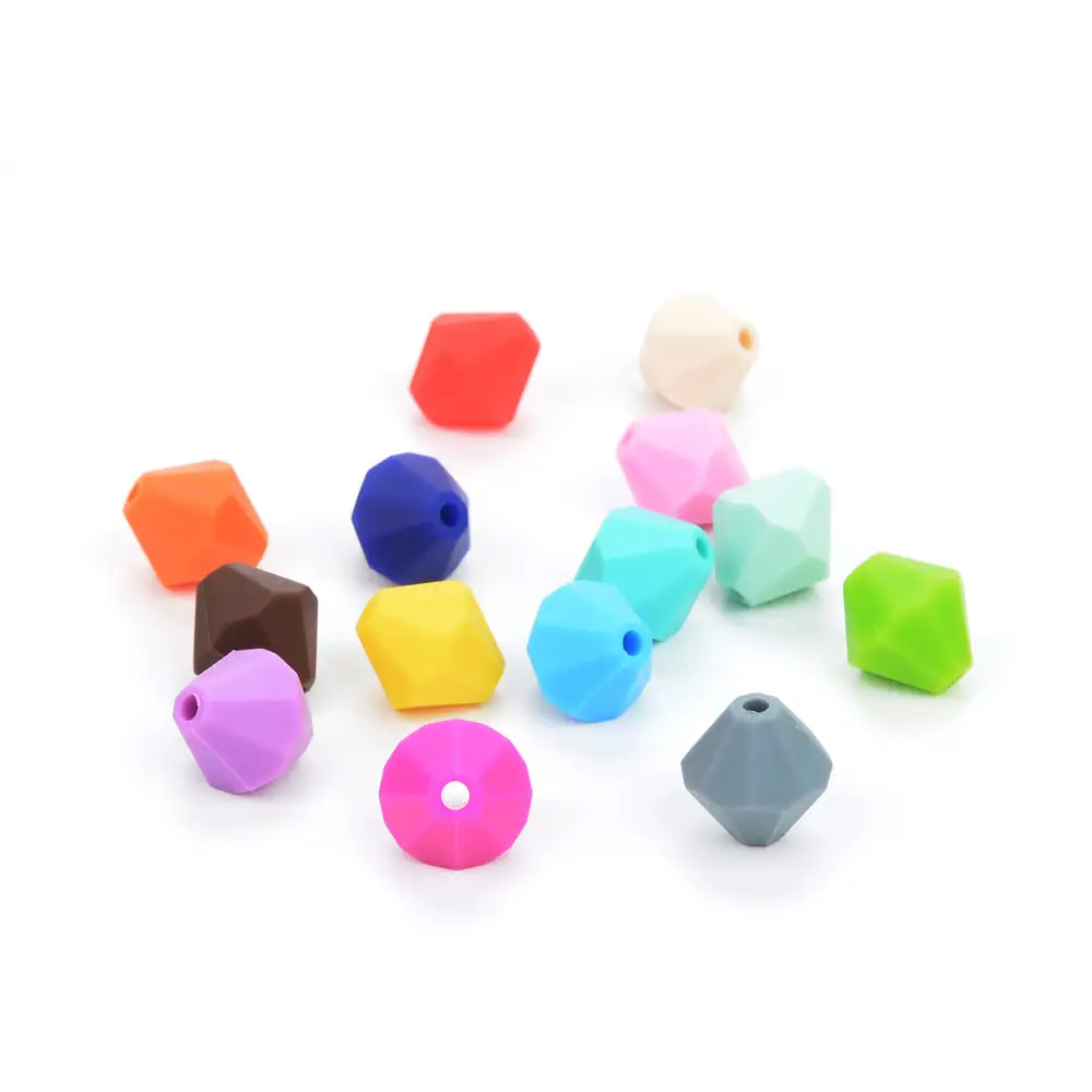 LOFCA Beads 20pcs Diamond Silicone Teething Rhombus Teether Food Grade DIY Jewelry Pendant Necklace Silicone Loose Beads