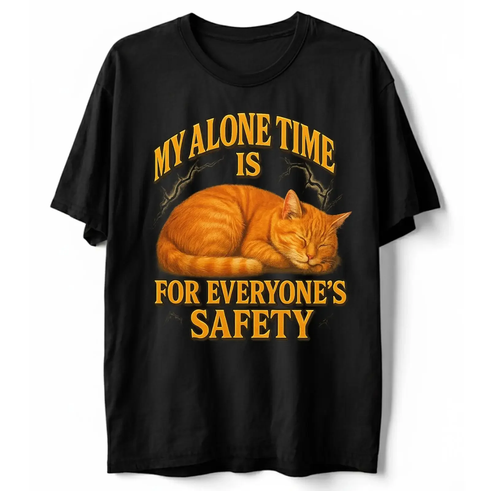 My Alone Time is for Everyone's Safety Funny Cat T shirt Sarcastic Novelty vintage Washed fashion Top For Everyday Wear