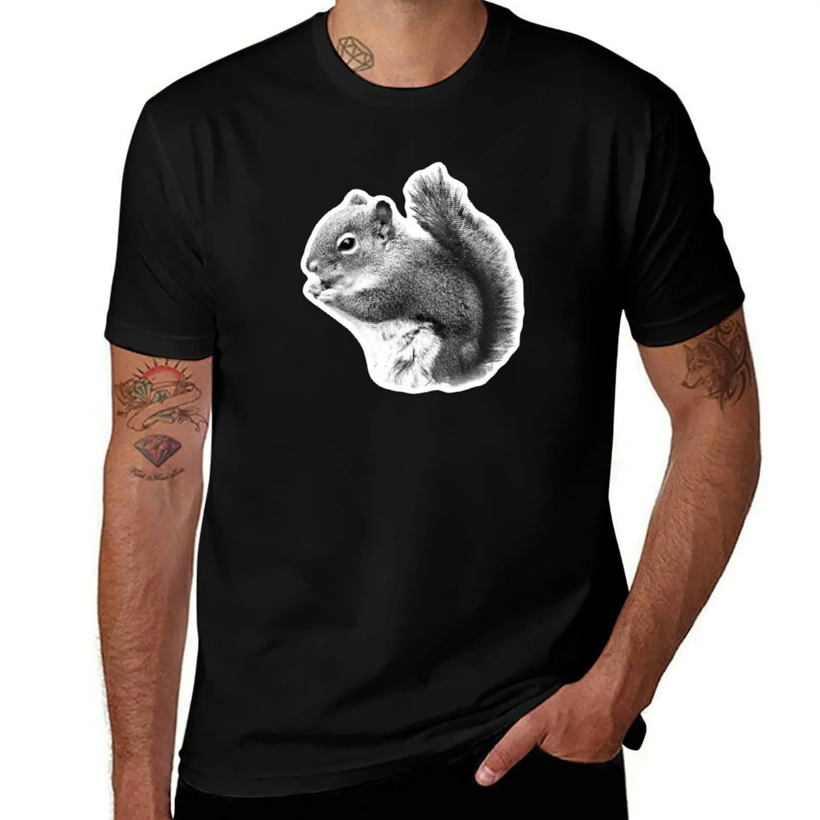 Cute Squirrel Munching T-Shirt Plus Size Gym Sports T-Shirt