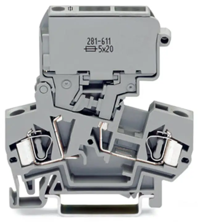 Original WAGO 281‑611 Fuse Terminal Block, 4mm² DIN‑Rail Mount Fused Disconnect Connector for 5x20mm Cartridge Fuse