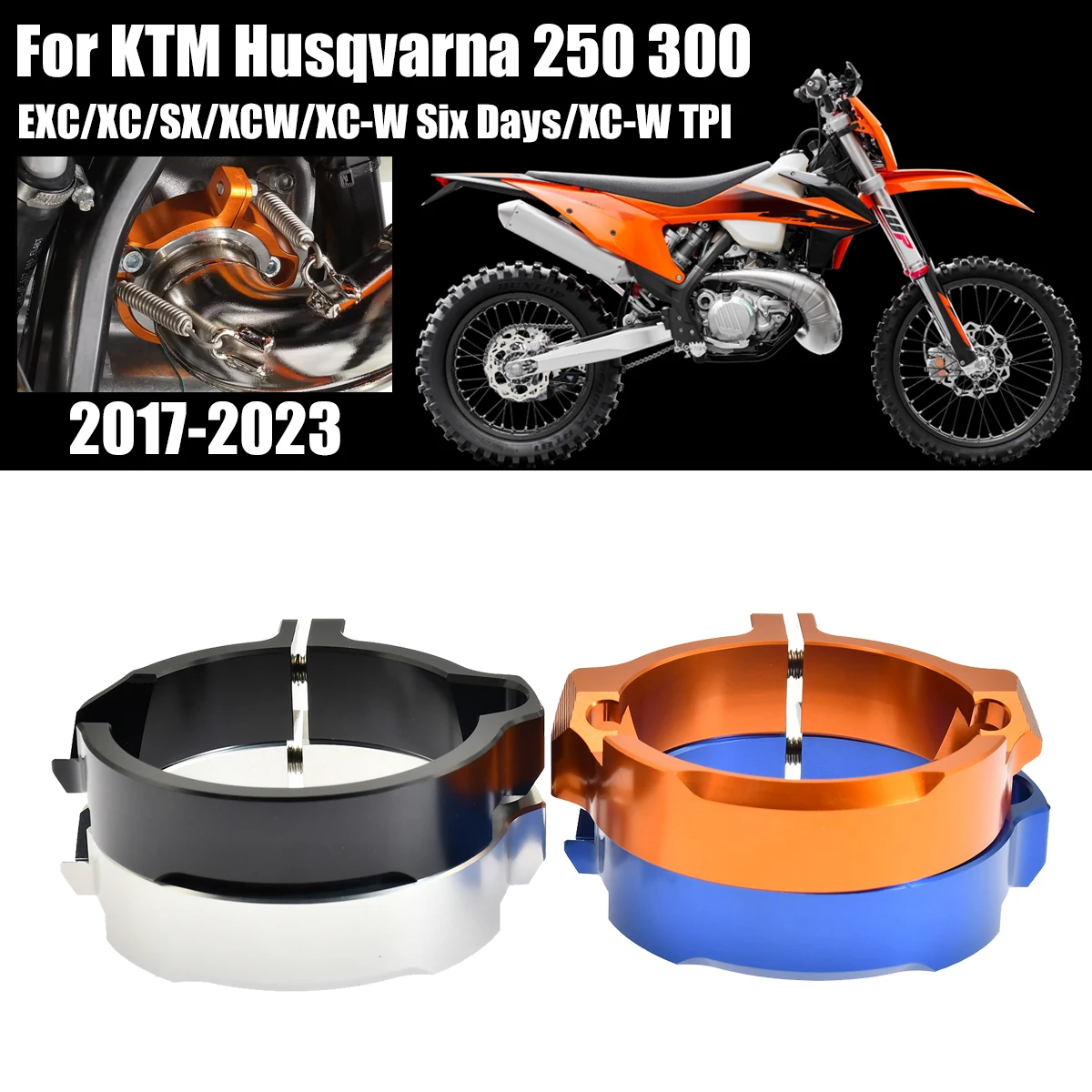 

CNC Motorcycle Exhaust Tip Muffler Pipe Clamp With Flanges For Husqvarna TE TC TX 250 30 250I 300I For KTM EXC SX XC XCW TPI