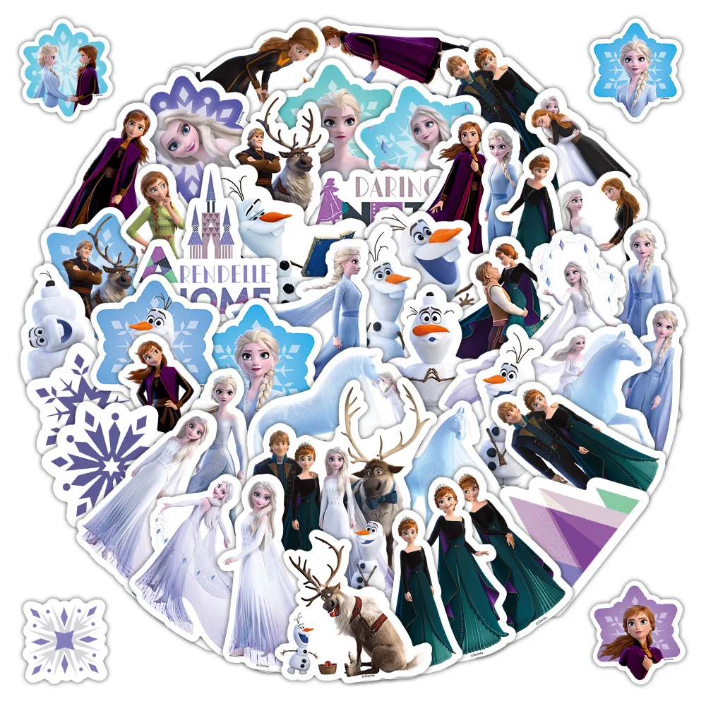 

50PCS Disney Anime Frozen Stickers Kawaii Princess Elsa Graffiti Decal for Kid DIY Notebook Bike Phone Car Aesthetic Sticker