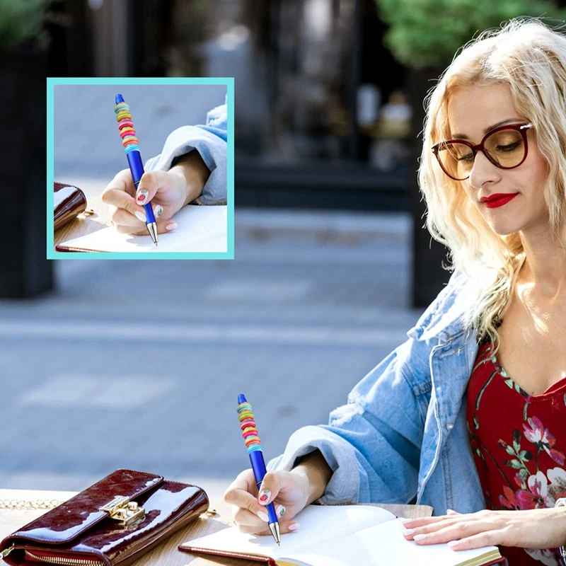 Penna a sfera con perline sfuse in plastica da 50 pezzi