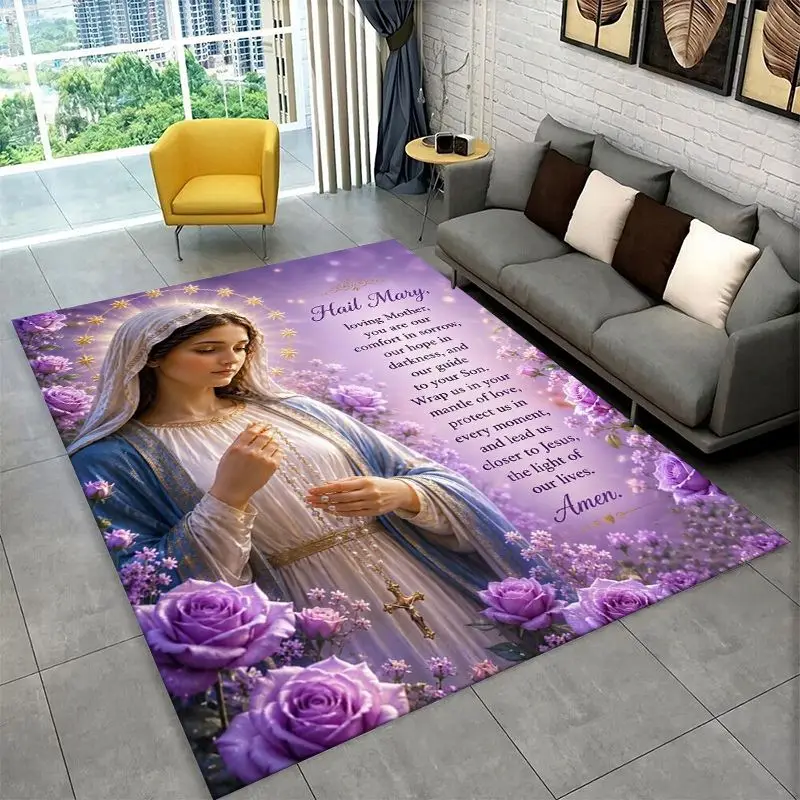 Blessing Prayer Virgin Mary Jesus Pray Large Area Rug Non-slip Durable Carpet for Bedroom Living Room Sofa Doormat Floor Mat