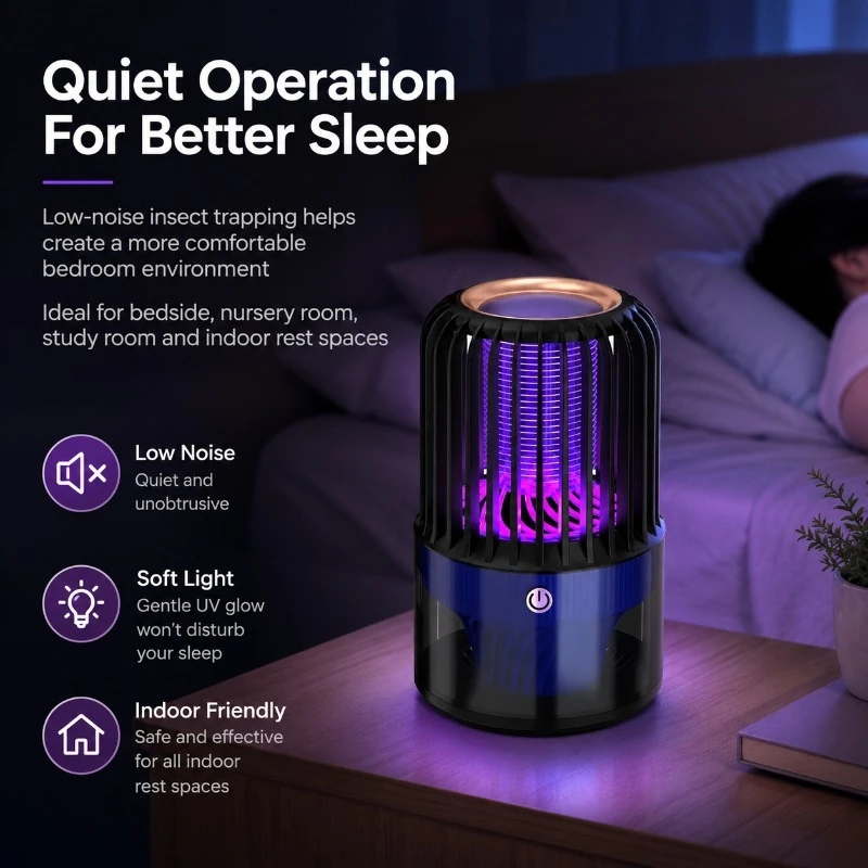 Rechargeable UV Mosquito Zapper Lamp Silent Electric Insect Trap Air Filter Bug Killer For Bedroom Home Indoor Use