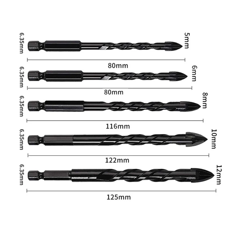 10 قطعة الصليب عرافة بلاط مجموعة لقمة مثقاب 5/6/8/10/12 مللي متر الزجاج ملموسة سيراميك الصلب سبائك لقمة ثقب المهنية أداة فتح
