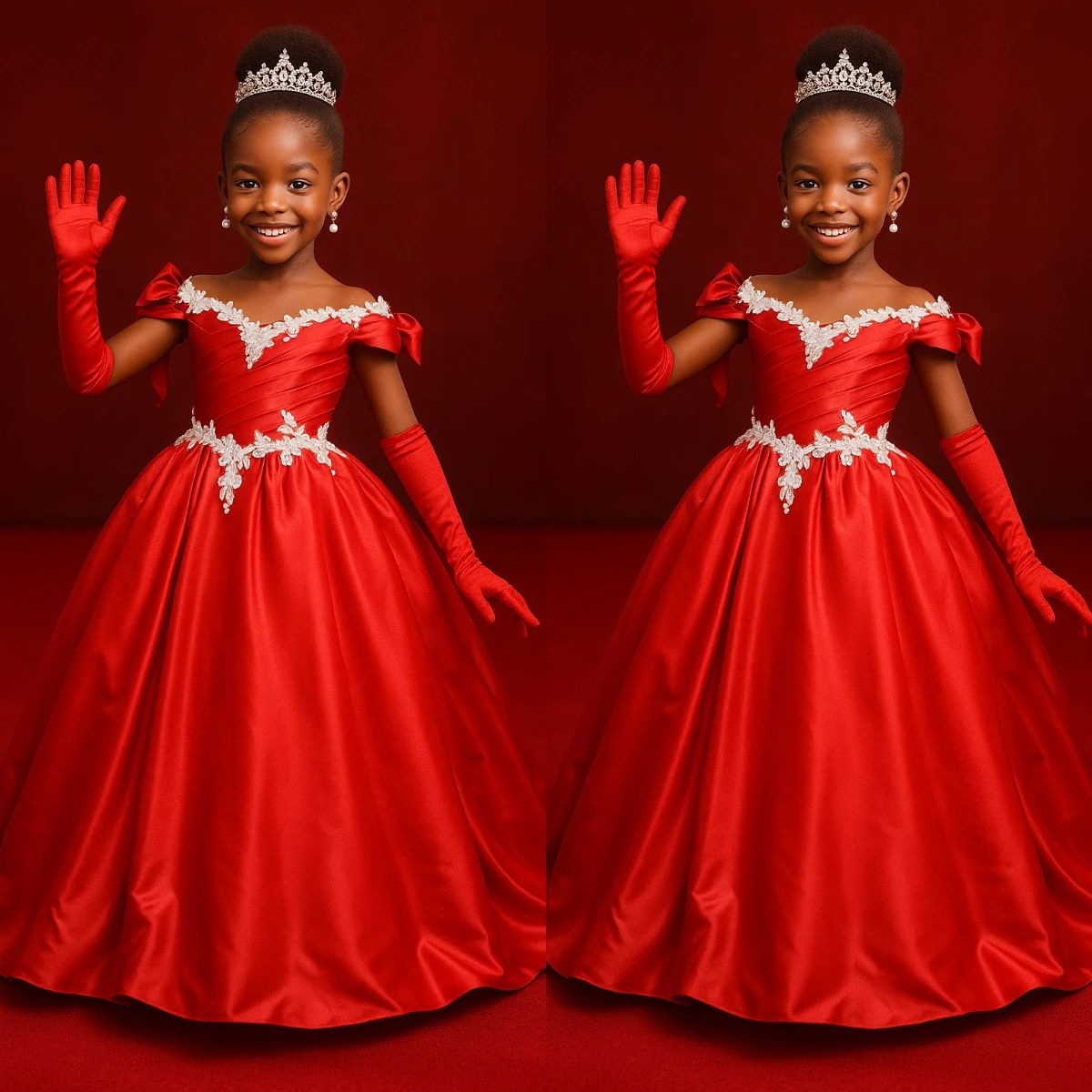 Cswdocy 2027 Xmas Red Kids Birthday Dresses For Girls Lace Flower Girl Dresses Customized Princess Children Prom Dress for Party