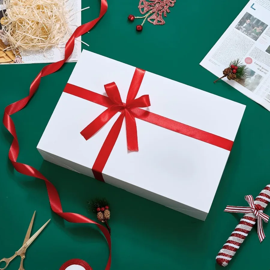 12 Cajas de Regalo Premium con tapas para regalos Cajas Blancas Extra Grandes para Envolver Regalos Cajas de Regalo de Ropa Profunda de 4 Pulgadas para bata