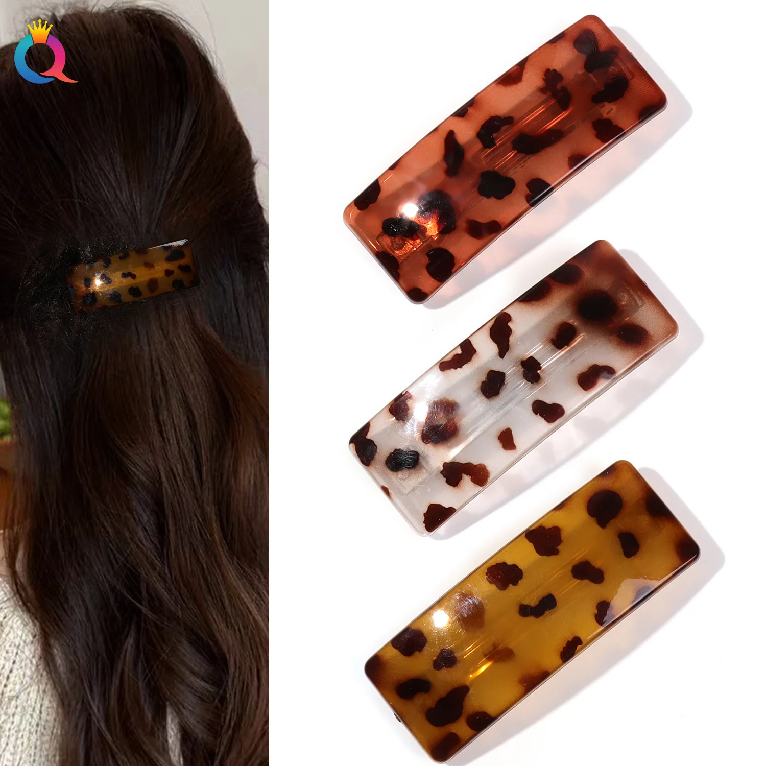 

1pc Large Leopard Print Spring Hair Clip Volumizing Back of Head Half Up Flat Clamp for Thick Hair Elegant Non Slip