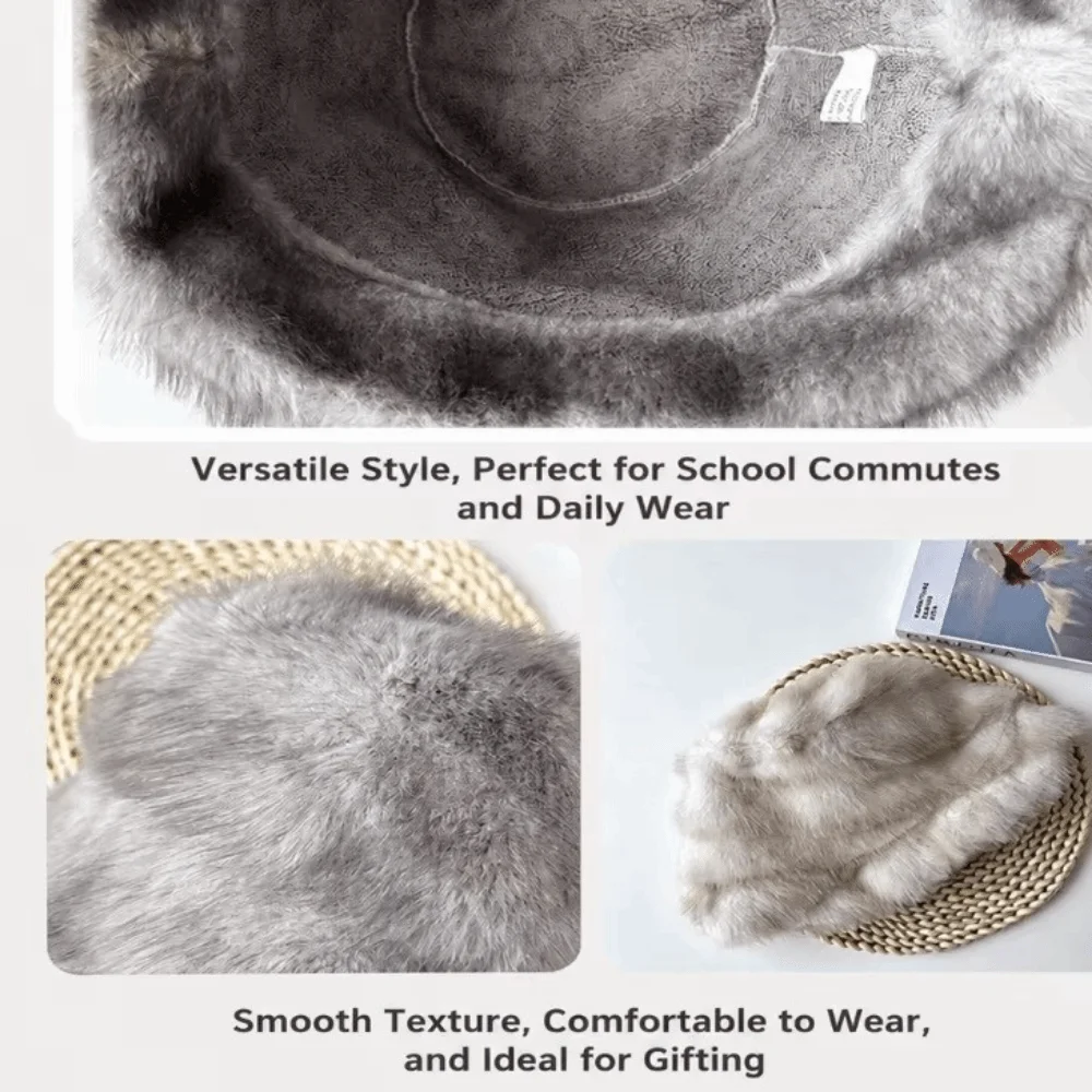 Fashion Thick Winter Hat Scarf Set Warm Windproof Faux Fur Hat Scarf Set Ear Protection Faux Fur Fur Snood Scarf Outdoor Travel