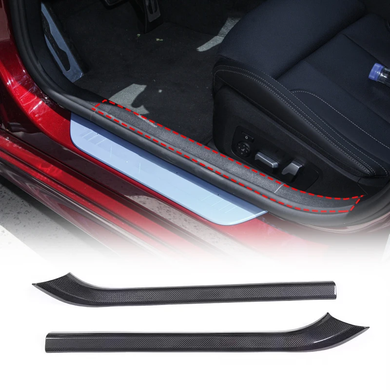 For BMW 8 Series G14 G15 2019 2020 2021 2022 2023 Real Carbon Fiber Car Door Sill Protector Plate Cover Trim Interior Accessorie