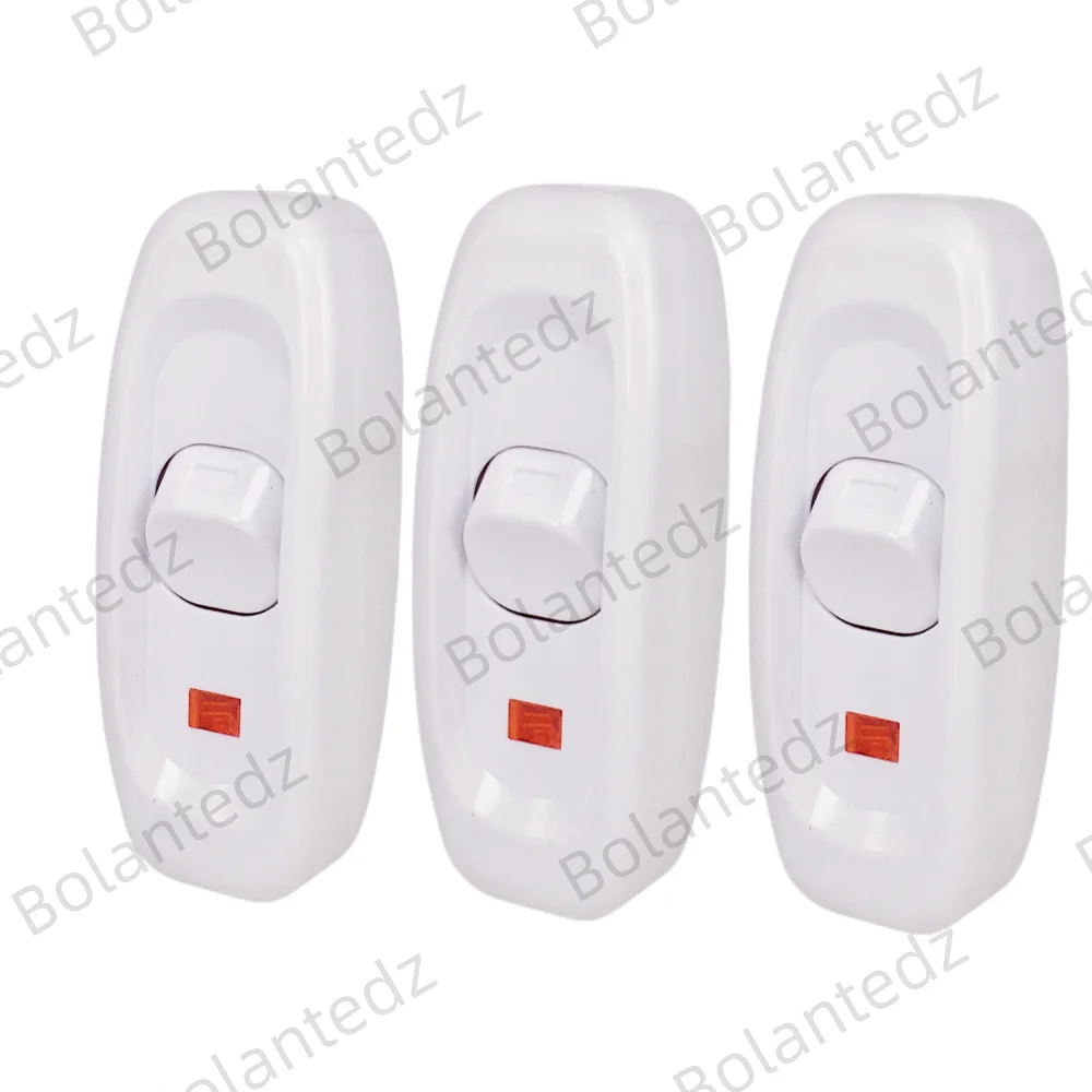 Bolantedz 3-teiliger Ein/Aus-Knopf Inline-Kabelschalter für Tischlampe, Schreibtischleuchte, Bettlampe, 10A 250V, schwarzer Geräteschalter