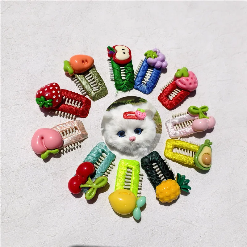 

Cute Pet BB Clip Colorful Fruit Pet Hairpin Accessories Handmade Bow Hair Clip for Yorkshire Bichon Teddy Dog Supplies