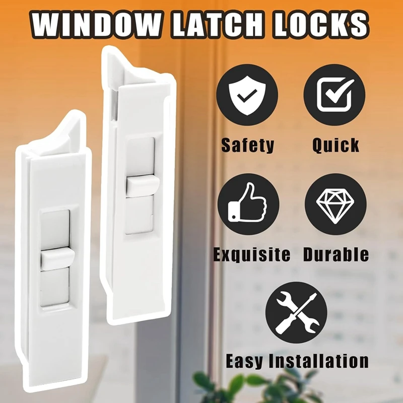 6Pairs Tilt Latch,Plastic Construction Window Tilt Latch Replacement,Snap-In Latch Pairs Spring Loaded Window Latch Lock