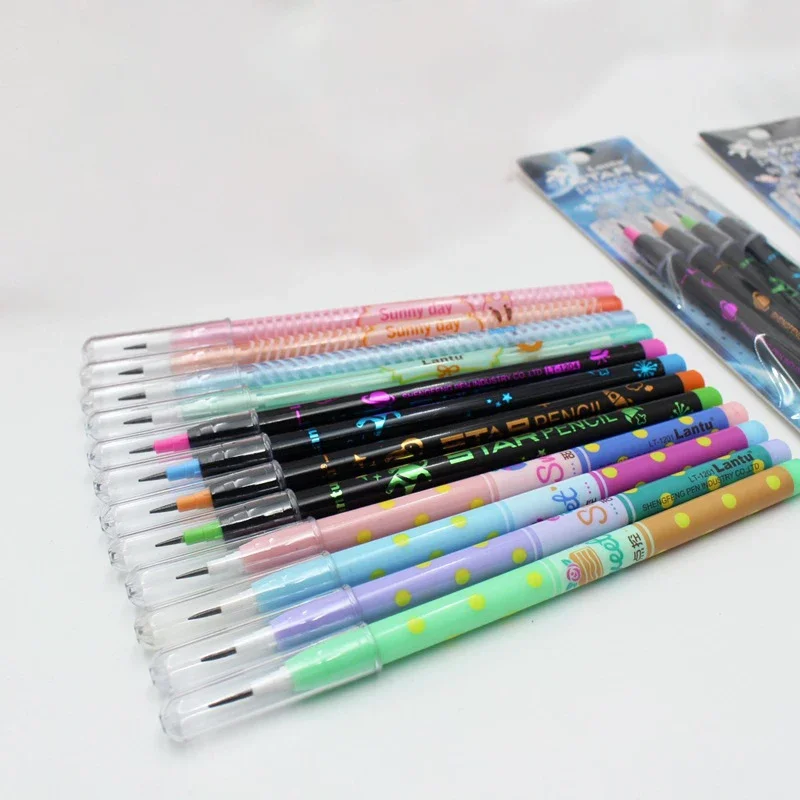 4pcs/set Non-sharpening Pencils Cute Cartoon Automatic Pens Kawaii Mechanical Pencils Student School Stationery Office Supplies