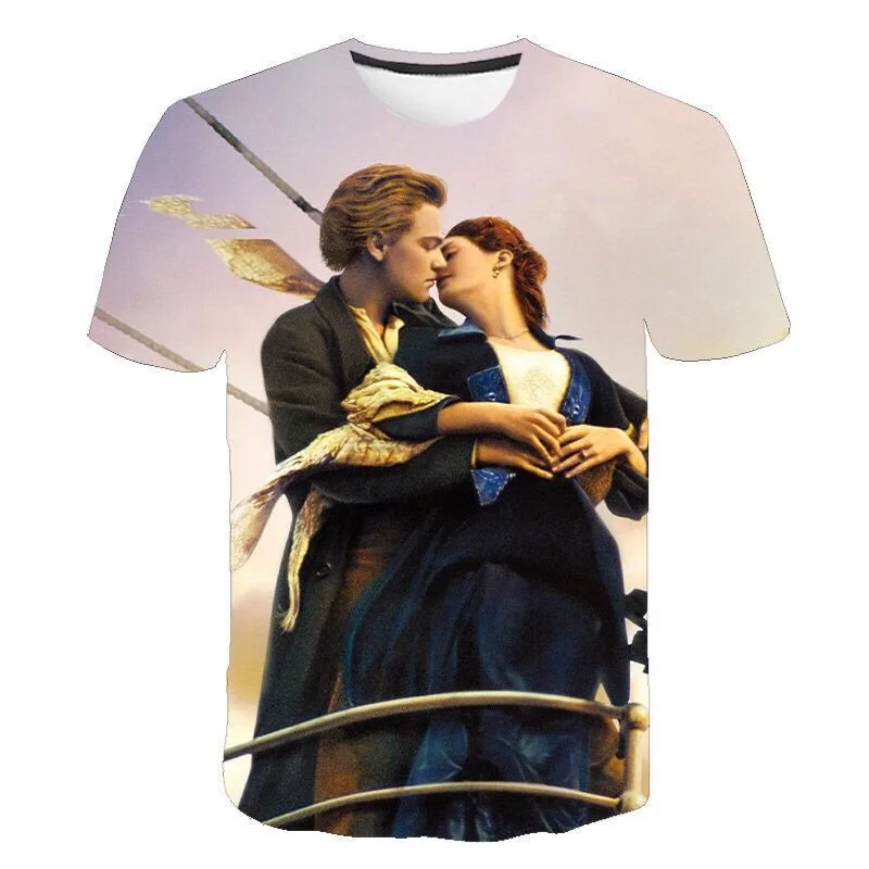 Camiseta con estampado 3D de Titanic Jack para hombre y mujer, camisa informal a la moda con cuello redondo, Europa y América, nueva tendencia, 2024