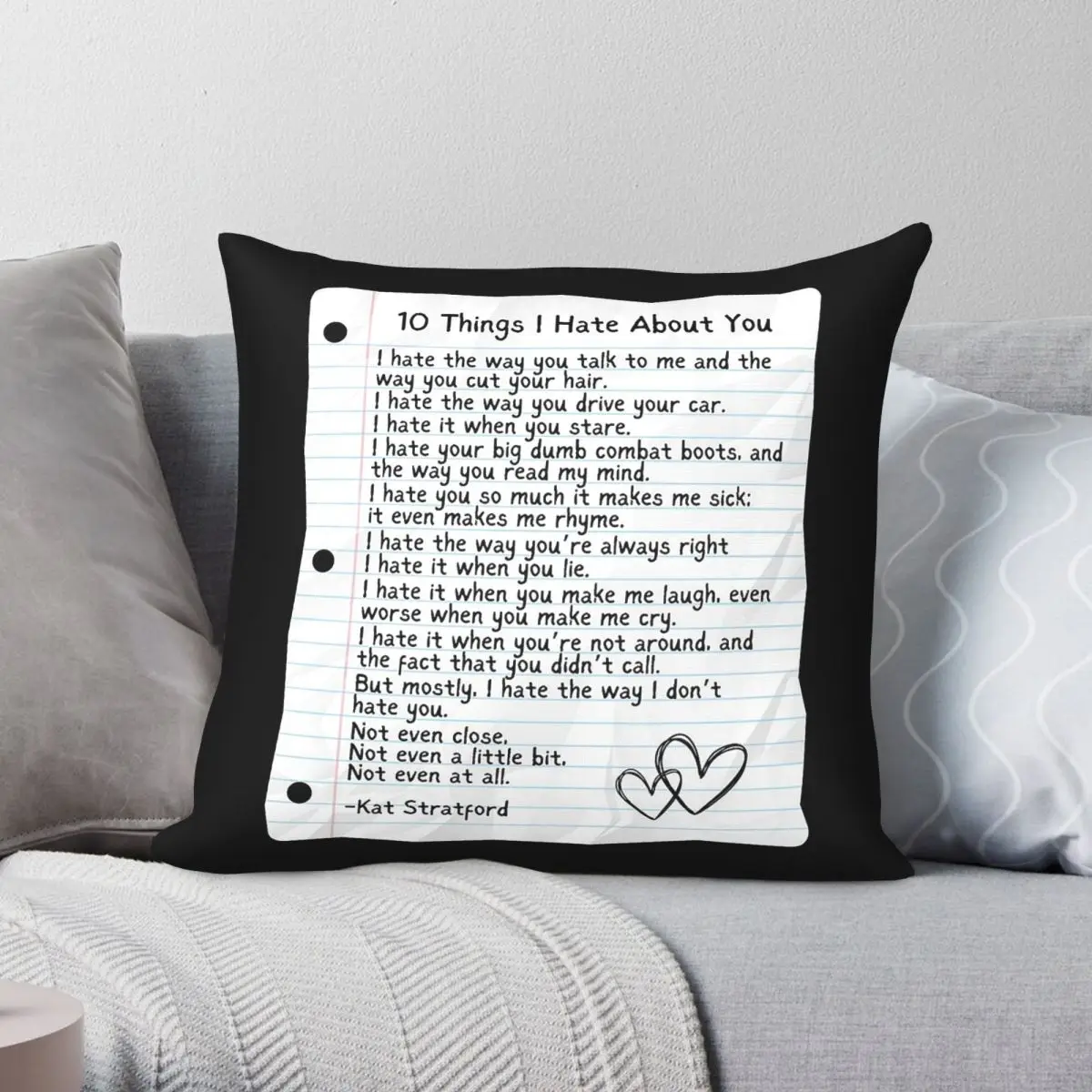 10 Things I Hate About You Poem Pillowcase Polyester Linen Velvet Creative Zip Decorative Sofa Cushion Cover