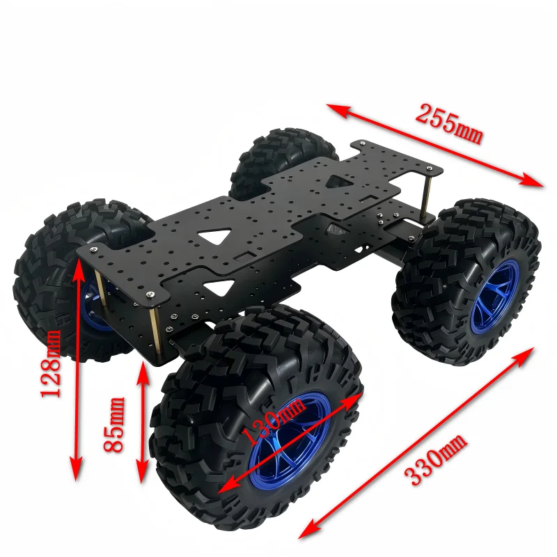 4WD Smart Ackerman Car Chassis Off-Road 130mm Wheel with 12V DC Motor RC Car For Arduino Robot DIY Kit Programmable Robot Car