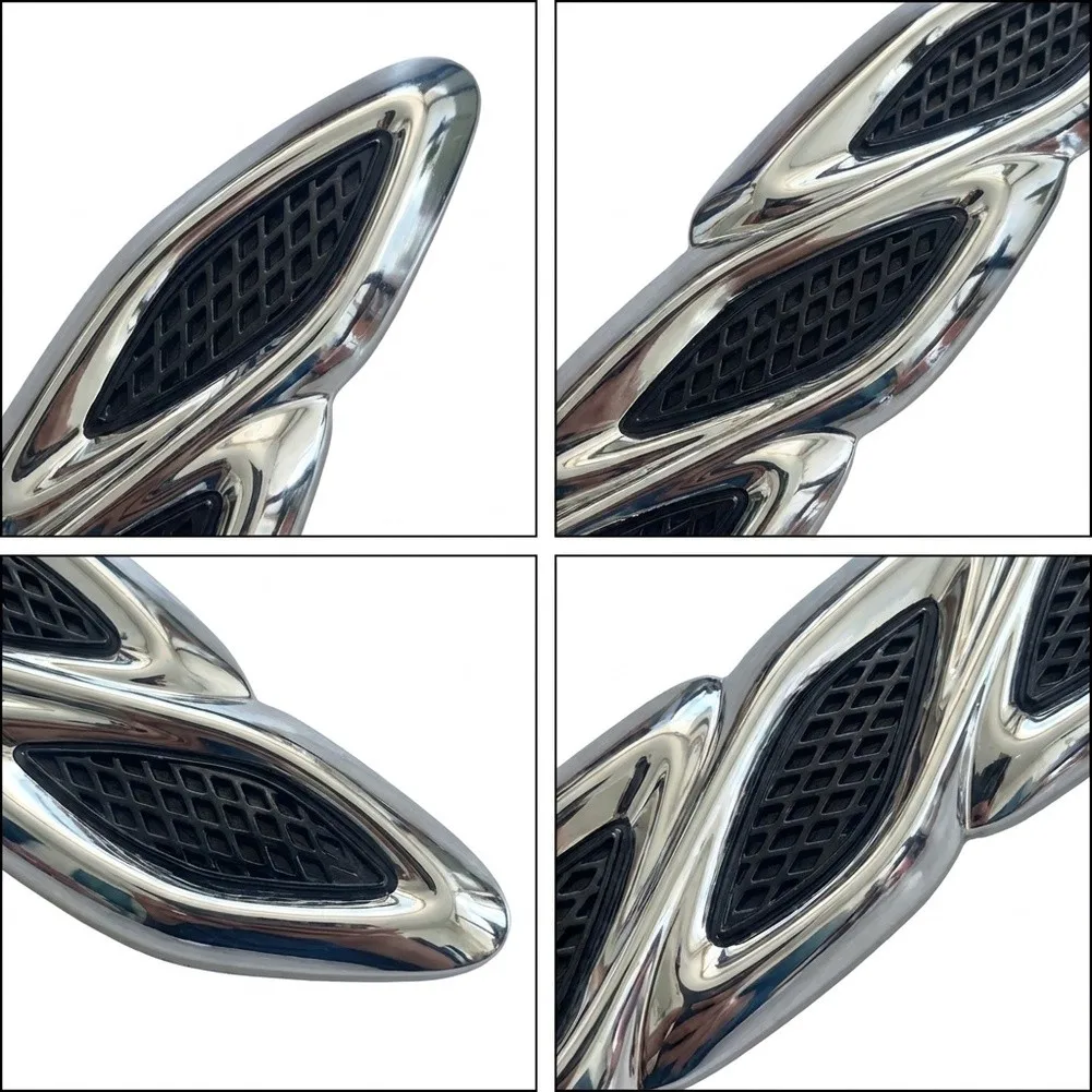 Hood Ornament Front Pair for Buick For Encore 2013 to 2016 ABS Material Black Silver Finish 95164811 95164812 OEM Replacement