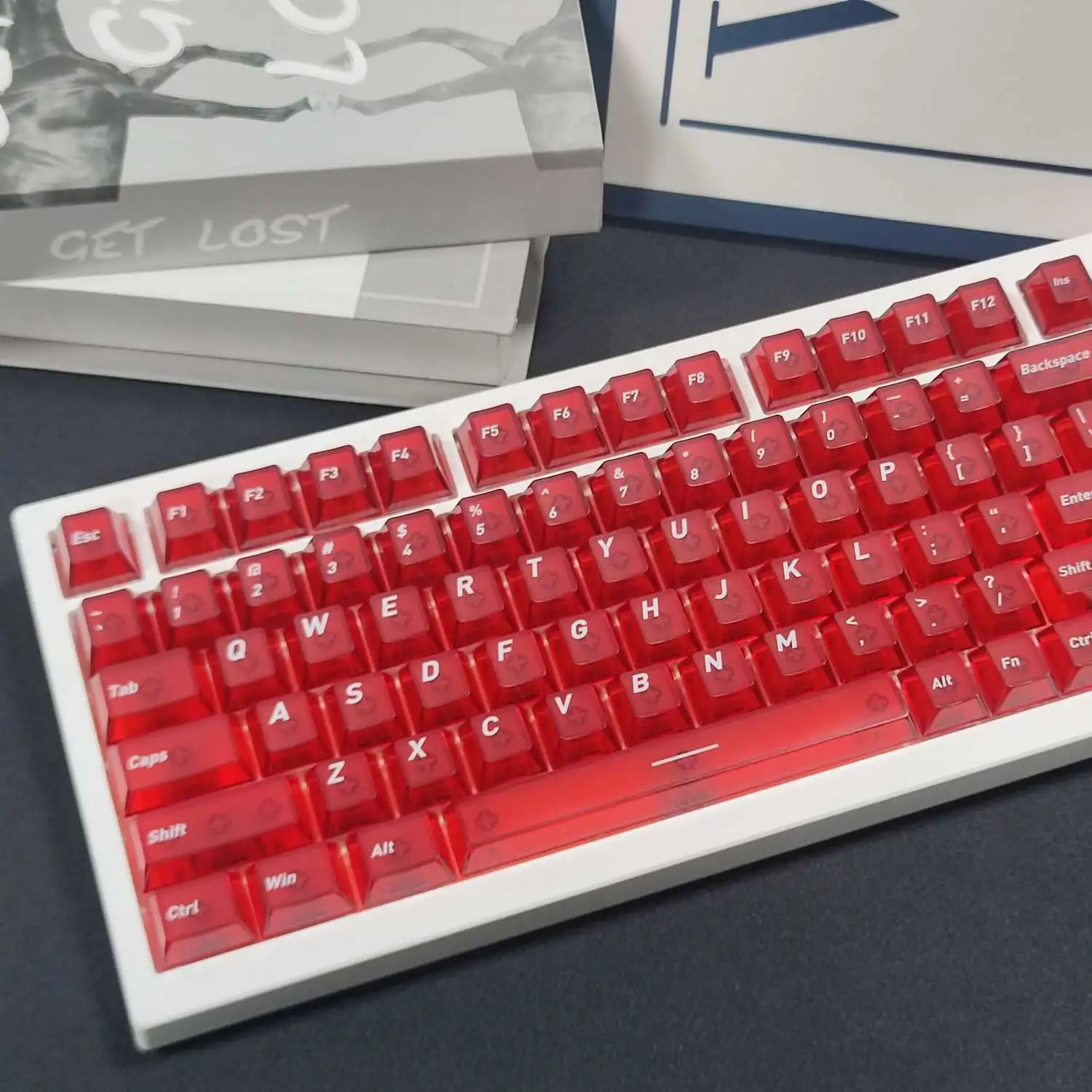 Fog Red Transparent PC Keycaps 118 Keys Double Shot Cherry Profile Key cap for Cherry Gateron MX Switches Mechanical Keyboard