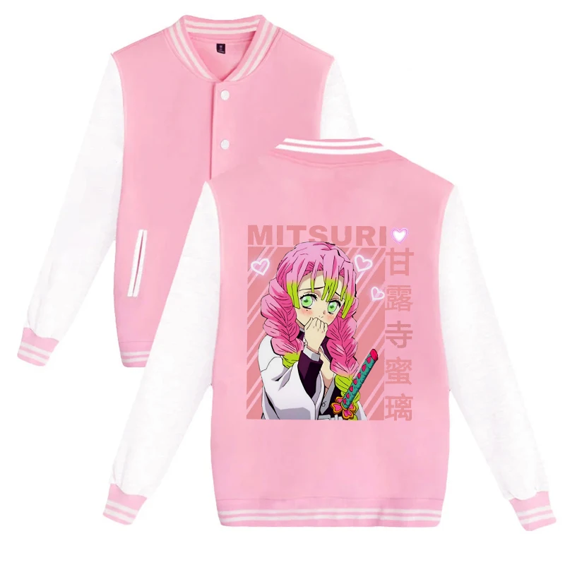 Neue Kanroji Mitsuri Print Baseball jacke Männer Frauen Langarm Baseball Uniform Herbst Winter Freizeit jacke Mantel