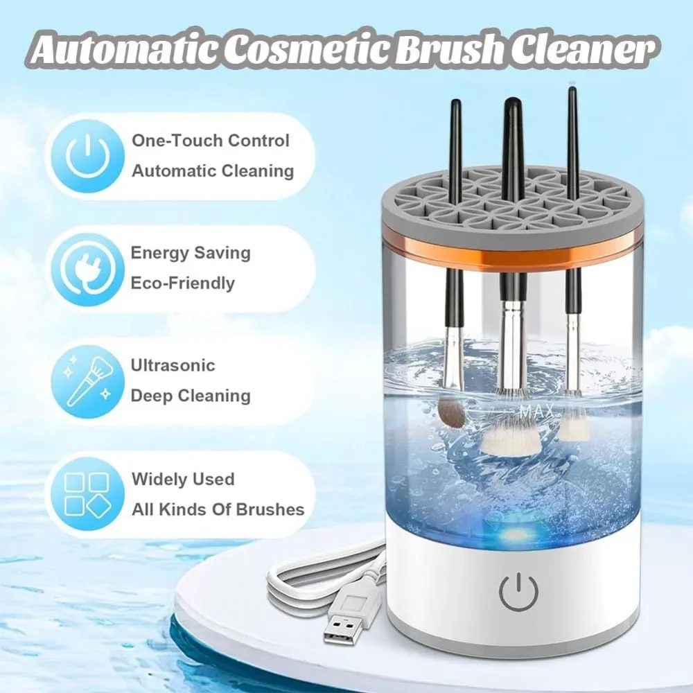 ドライヤー化粧ブラシクリーナーディープクリーニングブラシセット化粧ブラシクリーナーシリコーン自動クリーン化粧ブラシロータリークリーナー